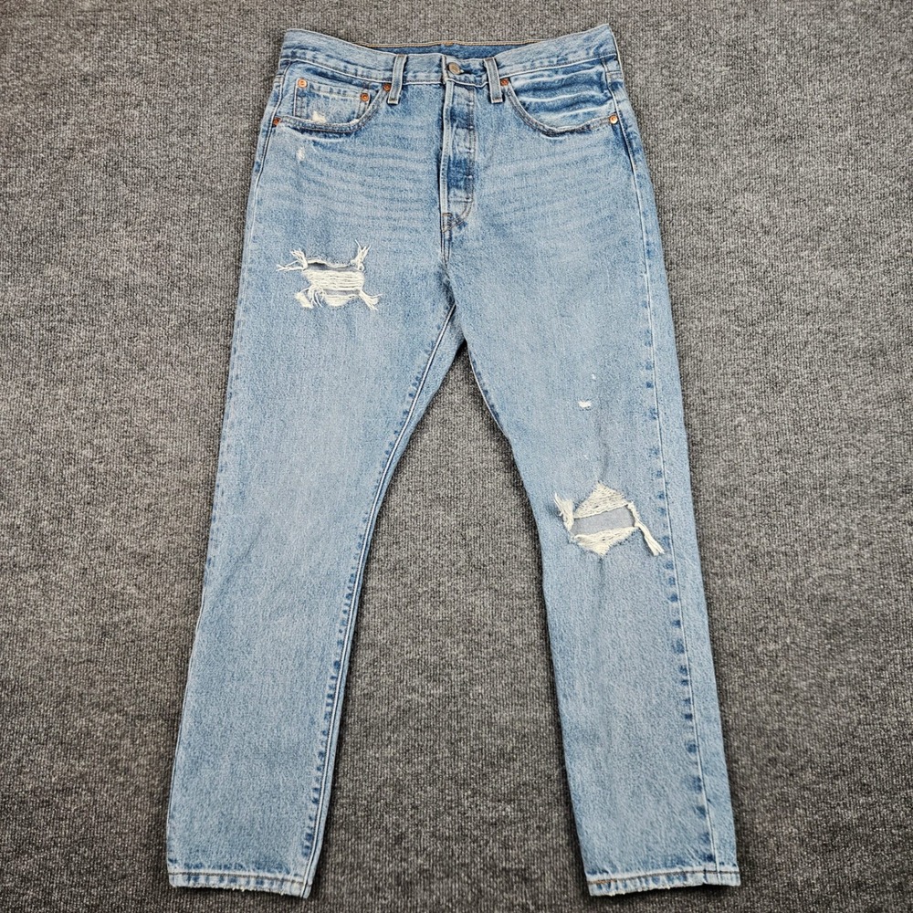 Levis 501 Skinny Original Fit Jeans Women's 32 Premium Button Fly Med Wash Denim